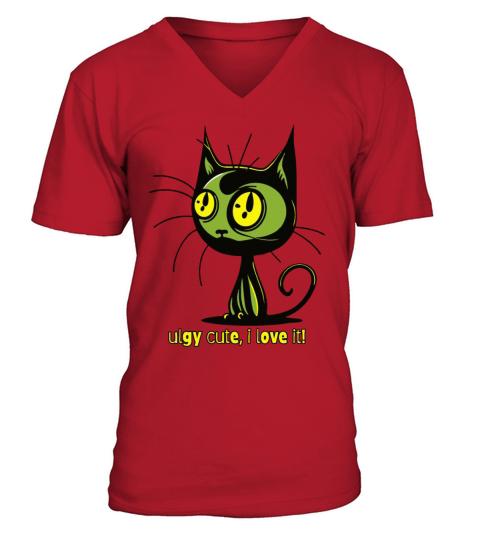 ugly cute vintage cartoon cat V-Neck T-shirt