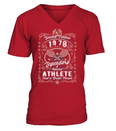 Vintage 1978 Tennis Birthday Gift Sport Hobby V-Neck T-shirt