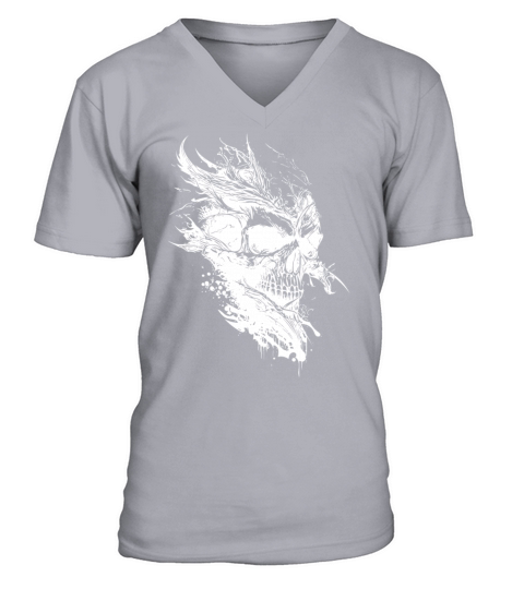 Vintage Creepy Tattoo Skull V-Neck T-shirt