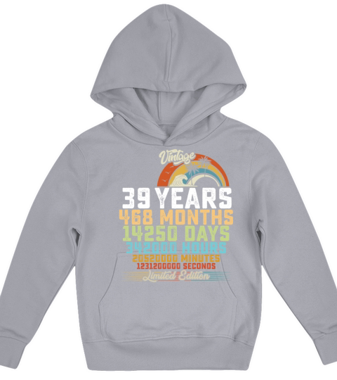 39th Birthday 39 Years Hours Month Vintage Kids Hoodie