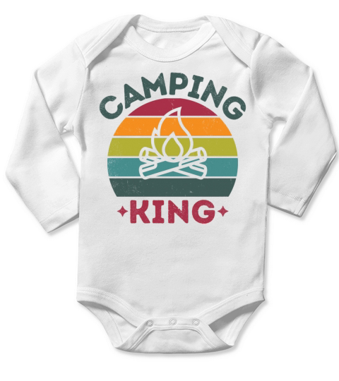 Camping king vintage retro dark Long Sleeve Baby One-Piece