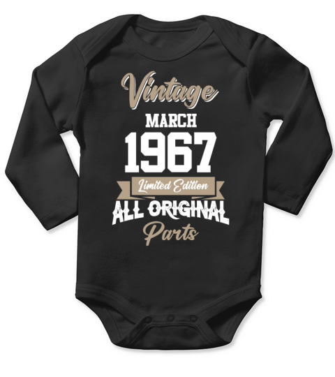 March 1967 Vintage Birthday Present Long Sleeve Baby One-Piece