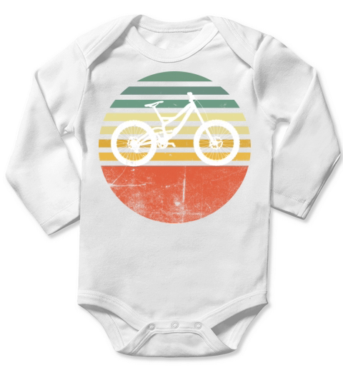 Mountainbike MTB wh distressed Vintage Retrodesign Long Sleeve Baby One-Piece