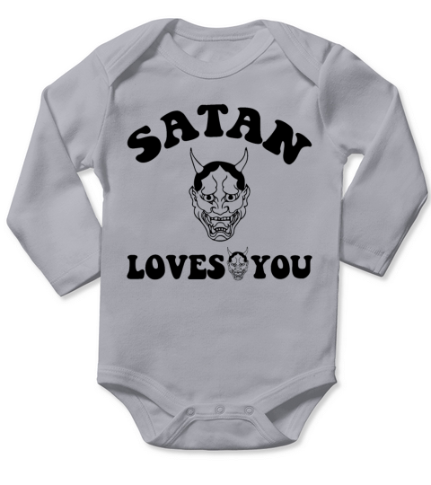Satan Loves You Vintage Retro Text Long Sleeve Baby One-Piece