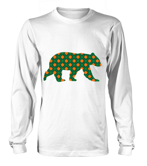 St Patricks Day Argyle Bear with Green White Long sleeved Unisex