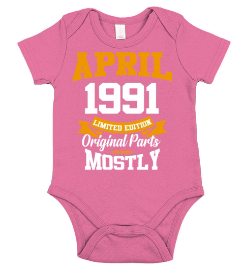 April 1991 Vintage Birthday Present Short Sleeve Baby One-Piece