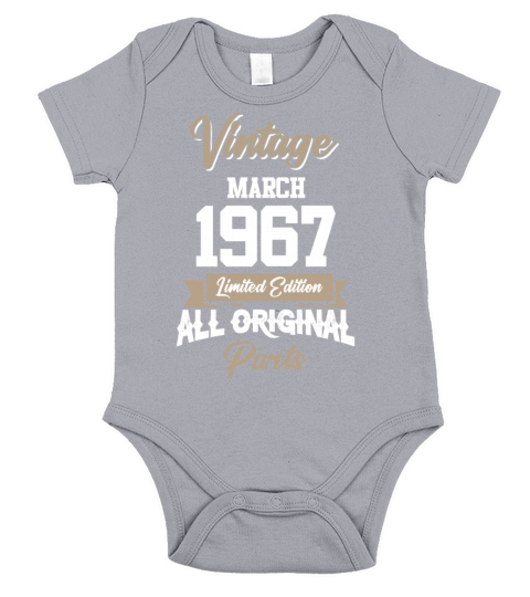 March 1967 Vintage Birthday Present Short Sleeve Baby One-Piece
