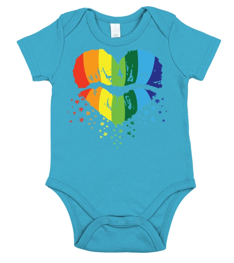 Sexy Lips LGBT Rainbow Short Sleeve Baby One-Piece