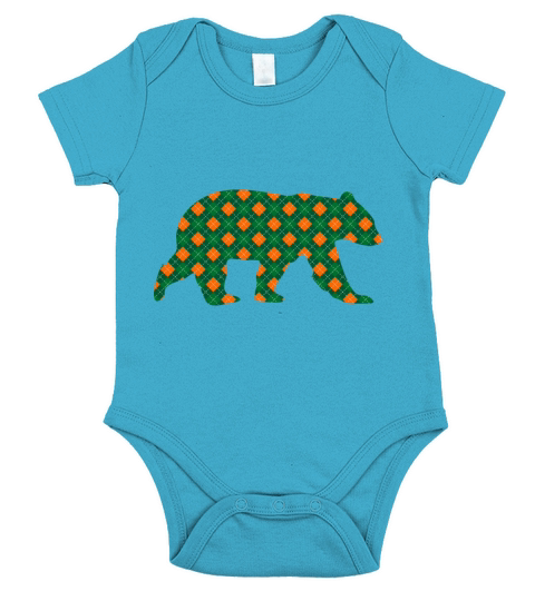 St Patricks Day Argyle Bear with Green White Short Sleeve Baby One-Piece