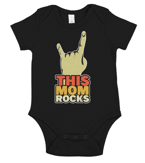 This Mom Rocks Retro Vintage Happy Mothers Day Short Sleeve Baby One-Piece