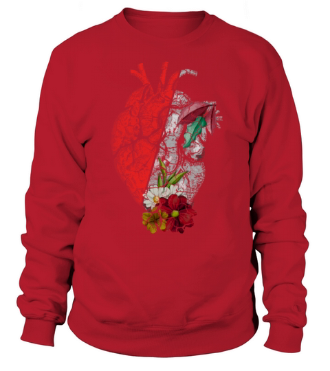 Anatomical Heart And Flowers Sweatshirt Unisex