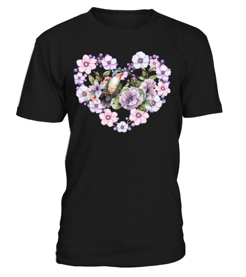 Hummingbird in floral heart T-Shirt Unisex