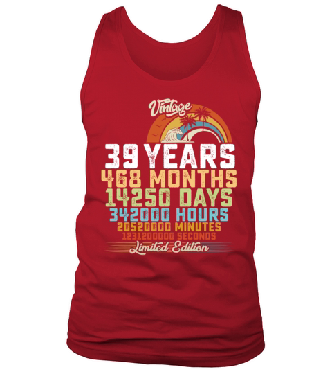 39th Birthday 39 Years Hours Month Vintage Tank Top Unisex