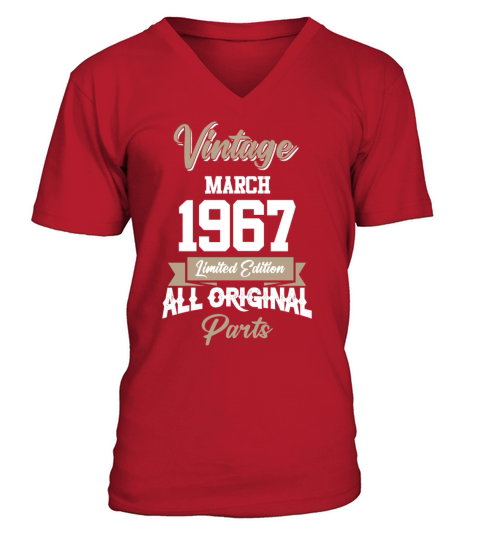 March 1967 Vintage Birthday Present V-Neck T-shirt