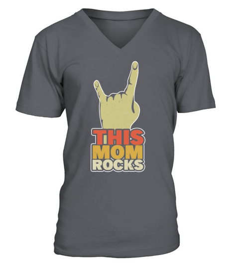This Mom Rocks Retro Vintage Happy Mothers Day V-Neck T-shirt
