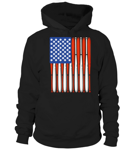 Vintage Baseball Bat American Us Flag Gift Hoodie Unisex
