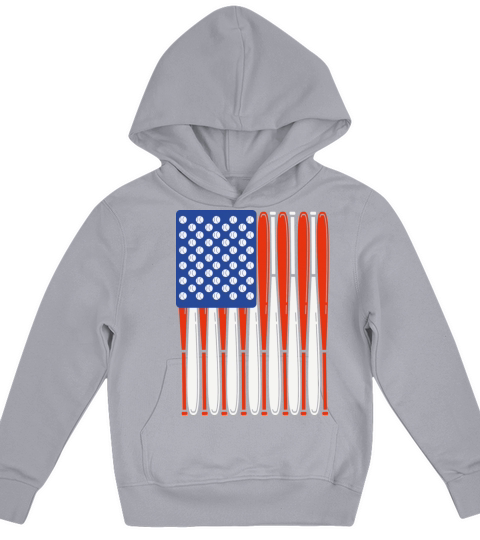 Vintage Baseball Bat American Us Flag Gift Kids Hoodie