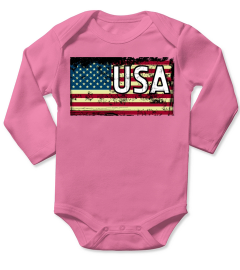 4th of July USA American Flag United States Gifts Long Sleeve Baby One-Piece