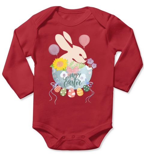 Happy Easter with vintage pastel cute abstract bu Long Sleeve Baby One-Piece