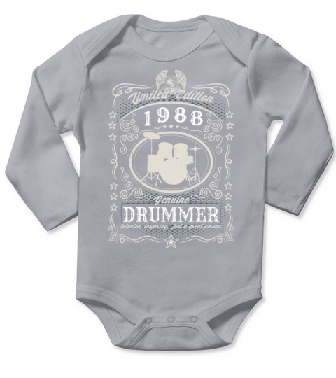 Vintage 1988 Drummer Birthday Gift Percussionist Long Sleeve Baby One-Piece
