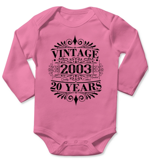 Vintage 2003 Birthday Sayings Men Women Long Sleeve Baby One-Piece