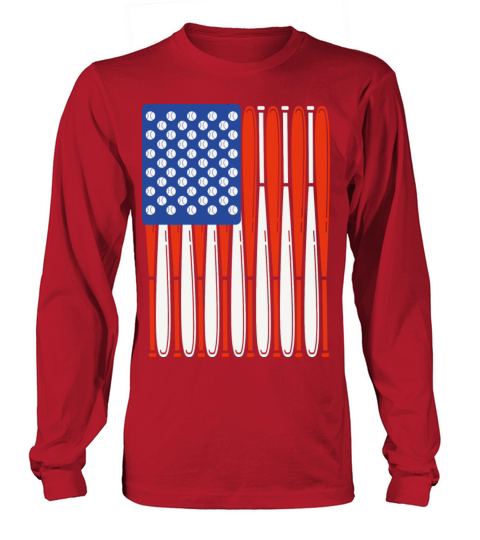 Vintage Baseball Bat American Us Flag Gift Long sleeved Unisex