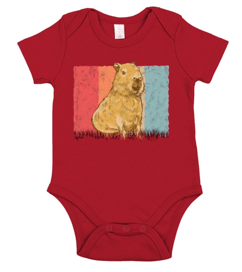 Capybara Retro Vintage Short Sleeve Baby One-Piece