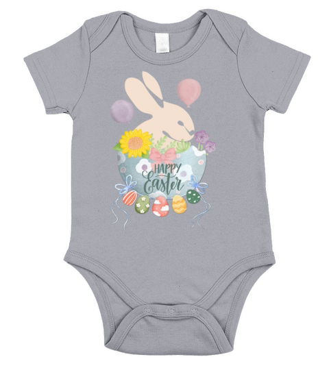 Happy Easter with vintage pastel cute abstract bu Short Sleeve Baby One-Piece