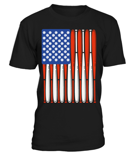 Vintage Baseball Bat American Us Flag Gift T-Shirt Unisex