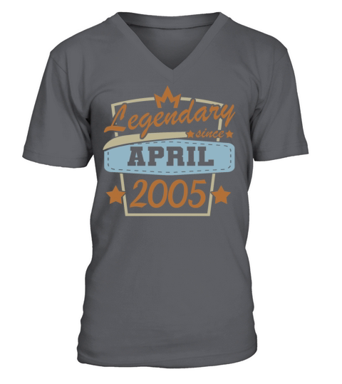 April 2005 18th Birthday Vintage Design V-Neck T-shirt
