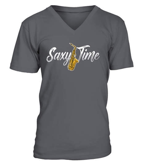 Saxophone Saxy Time Musical Instrument Saxophonist V-Neck T-shirt