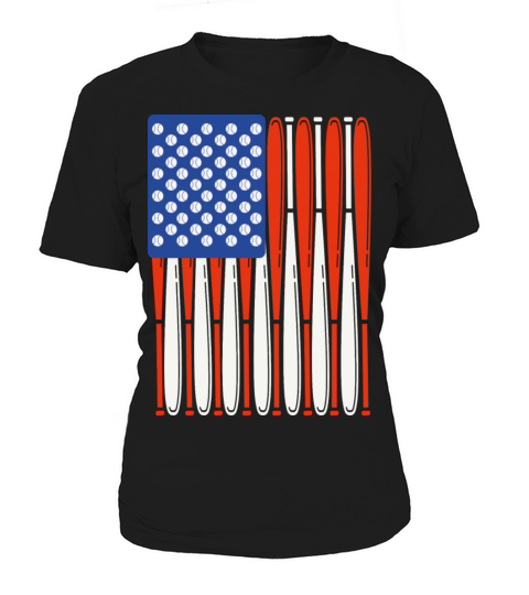 Vintage Baseball Bat American Us Flag Gift Women's T-Shirt