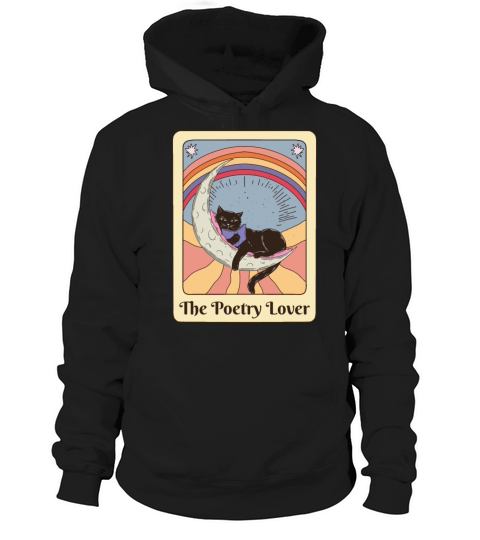 Poetry Lover Cat Reading Poem Retro Tarot Hoodie Unisex