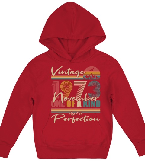 50th birthday november 1973 vintage 1973 Kids Hoodie