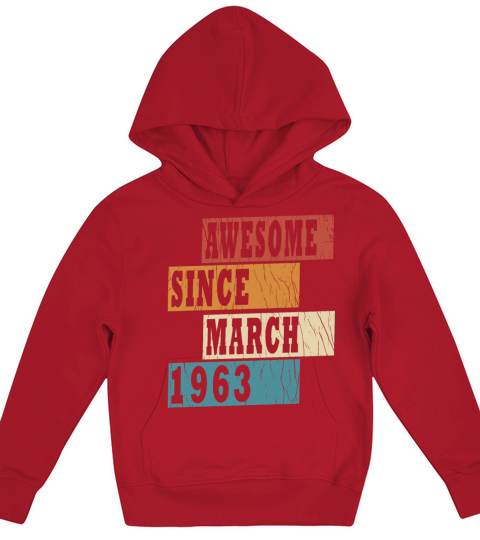 60th birthday vintage march 1963 vintage 1963 Kids Hoodie