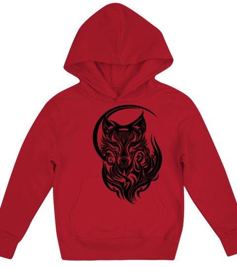 Vintage Wolf Portrait Tribal Tattoo Style Kids Hoodie