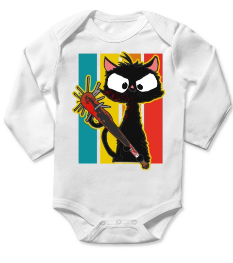 Halloween Retro Cat Vintage Cat Long Sleeve Baby One-Piece