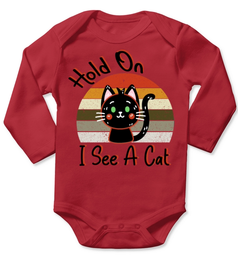Hold On I See A Cat Vintage Cat Mom Kitten Long Sleeve Baby One-Piece