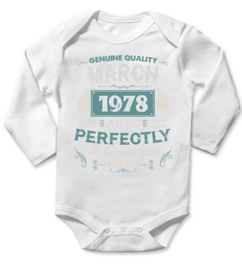 March 1978 Vintage Birthday Present Long Sleeve Baby One-Piece