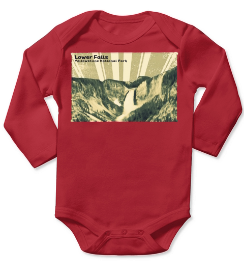 Retro Vintage Lower Falls of Yellowstone Long Sleeve Baby One-Piece