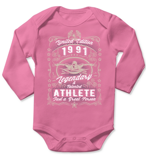 Vintage 1991 Swimmer Birthday Gift Sport Hobby Long Sleeve Baby One-Piece