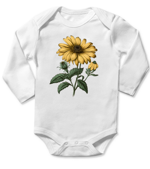 vintage Daisy flower Long Sleeve Baby One-Piece