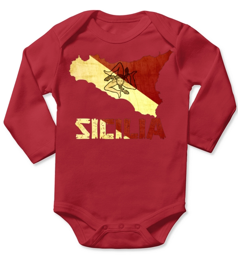 Vintage Retro Sicilia Italia Sicily Flag Souvenir Long Sleeve Baby One-Piece