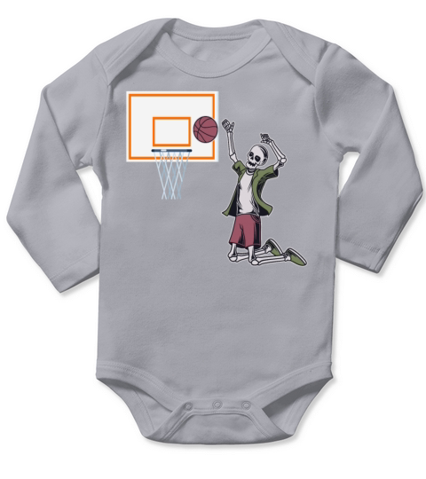 Vintage Skeleton Basketball Player Hoop T Shirt Long Sleeve Baby One-Piece