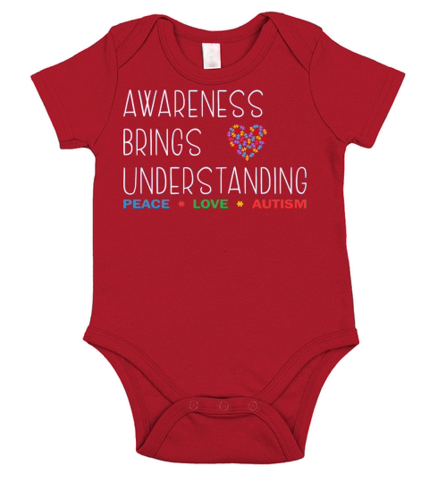 Awareness Brings Understanding Peace Love Autism Short Sleeve Baby One-Piece
