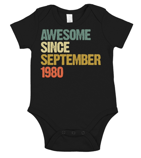 Awesome Since September 1980 Retro Vintage Gift Short Sleeve Baby One-Piece