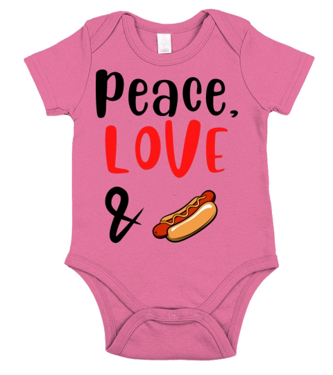 Peace Love and Hotdogs Short Sleeve Baby One-Piece