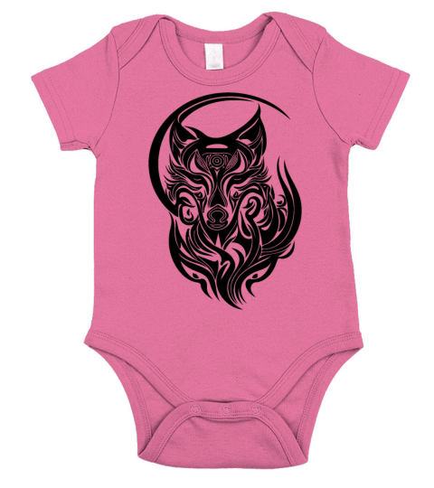 Vintage Wolf Portrait Tribal Tattoo Style Short Sleeve Baby One-Piece