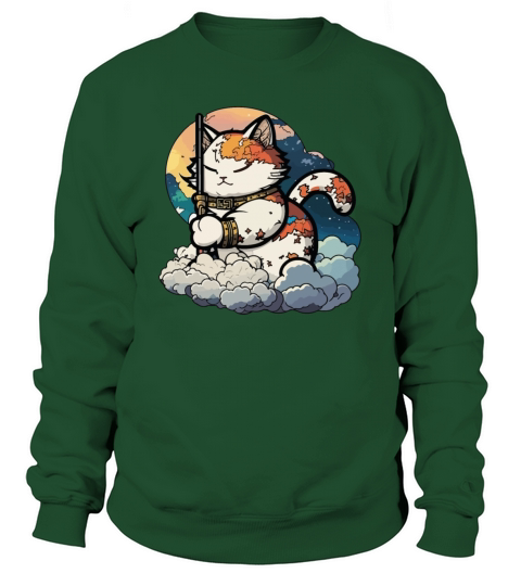 Samurai Cat Standing On The Clouds Vintage Sweatshirt Unisex