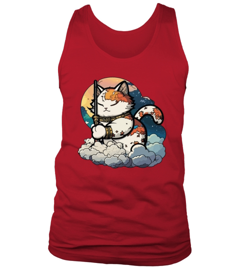 Samurai Cat Standing On The Clouds Vintage Tank Top Unisex